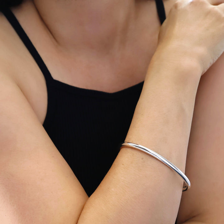 Oval Silver Bangle for Women