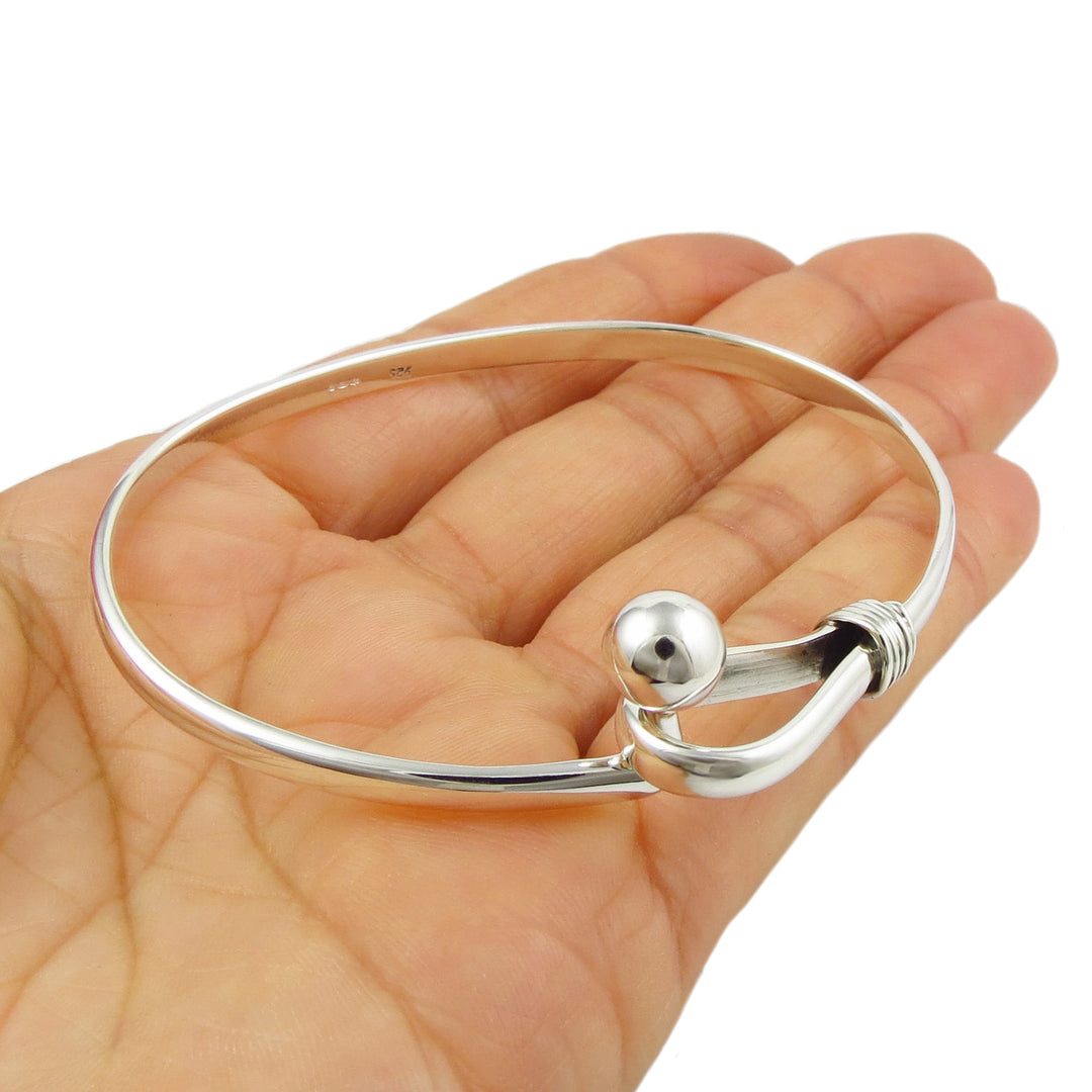 Sterling Silver Hook In Bracelet Bangle