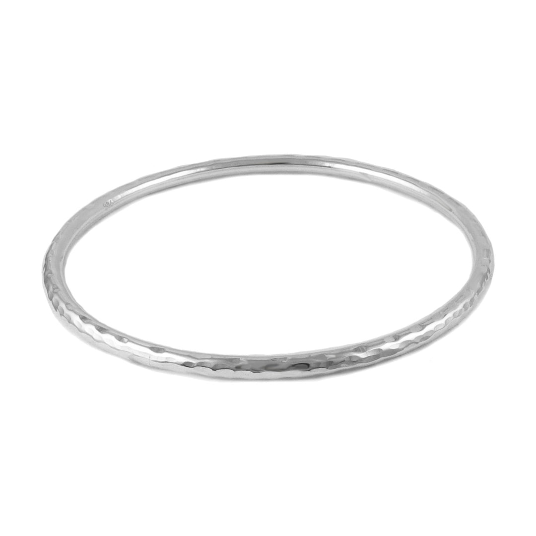 Womens Large 925 Hammered Sterling Silver Bangle