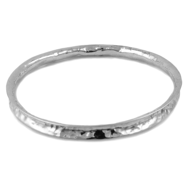 Large Hammered Sterling Silver Bangle