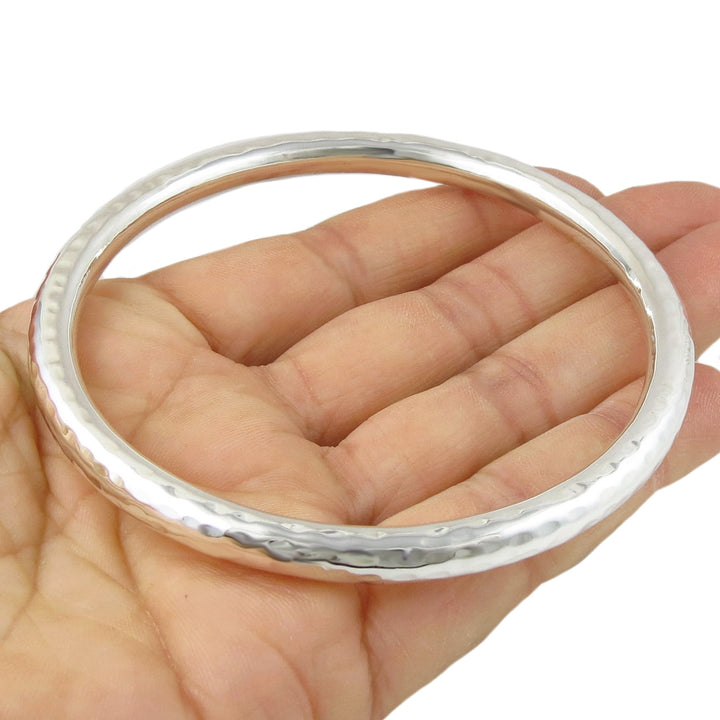 Hammered Circle Bangle Sterling Silver Handwrought Design