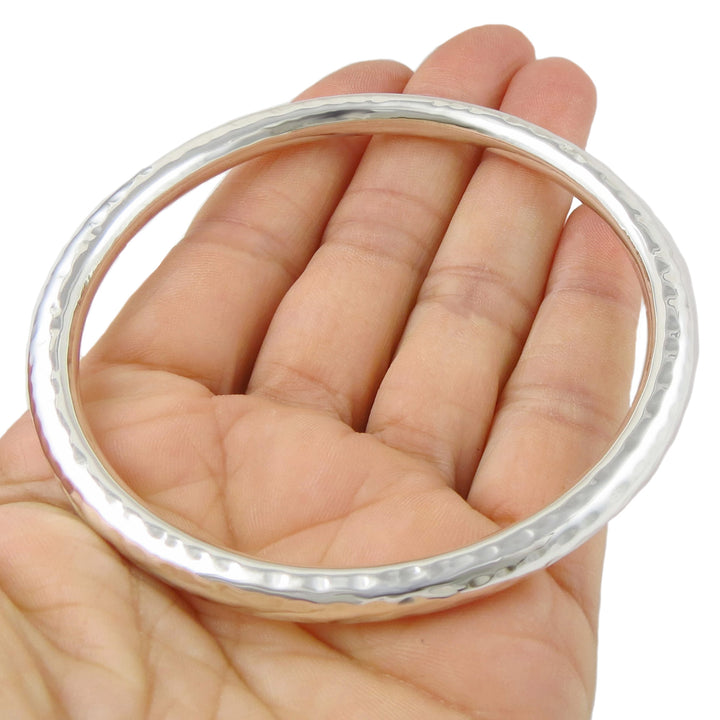 Hammered Circle Bangle Sterling Silver Handwrought Design