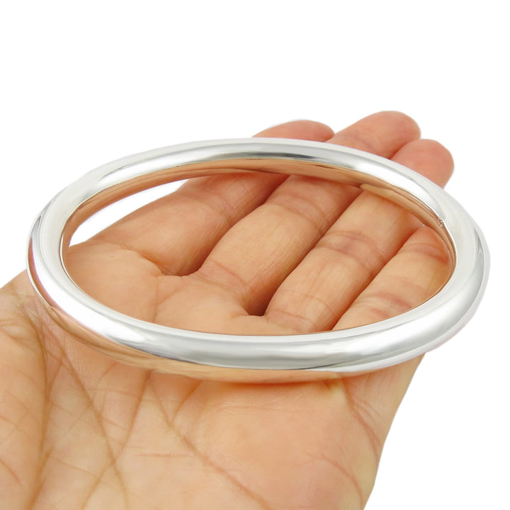 Hallmarked Sterling 925 Silver Oval Tube Bangle