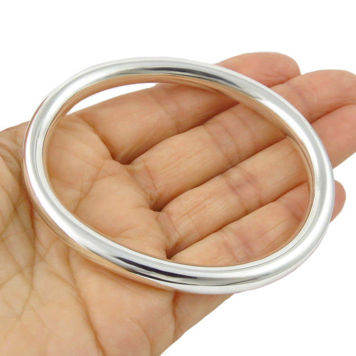 Hallmarked Sterling 925 Silver Oval Tube Bangle