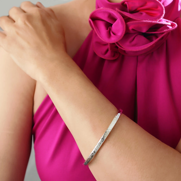 Modern Square Edge Circle Bangle in Sterling Silver