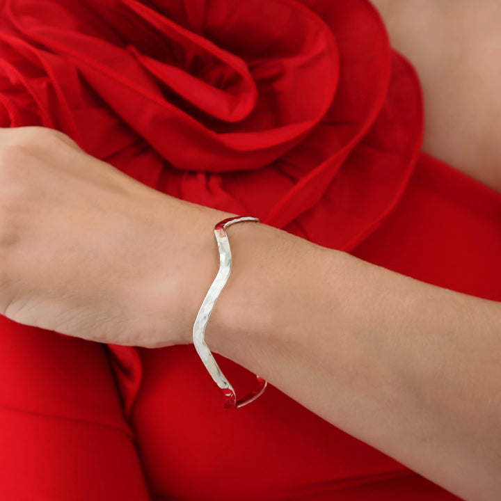 Sculpted Sterling Silver Geometric Bangle