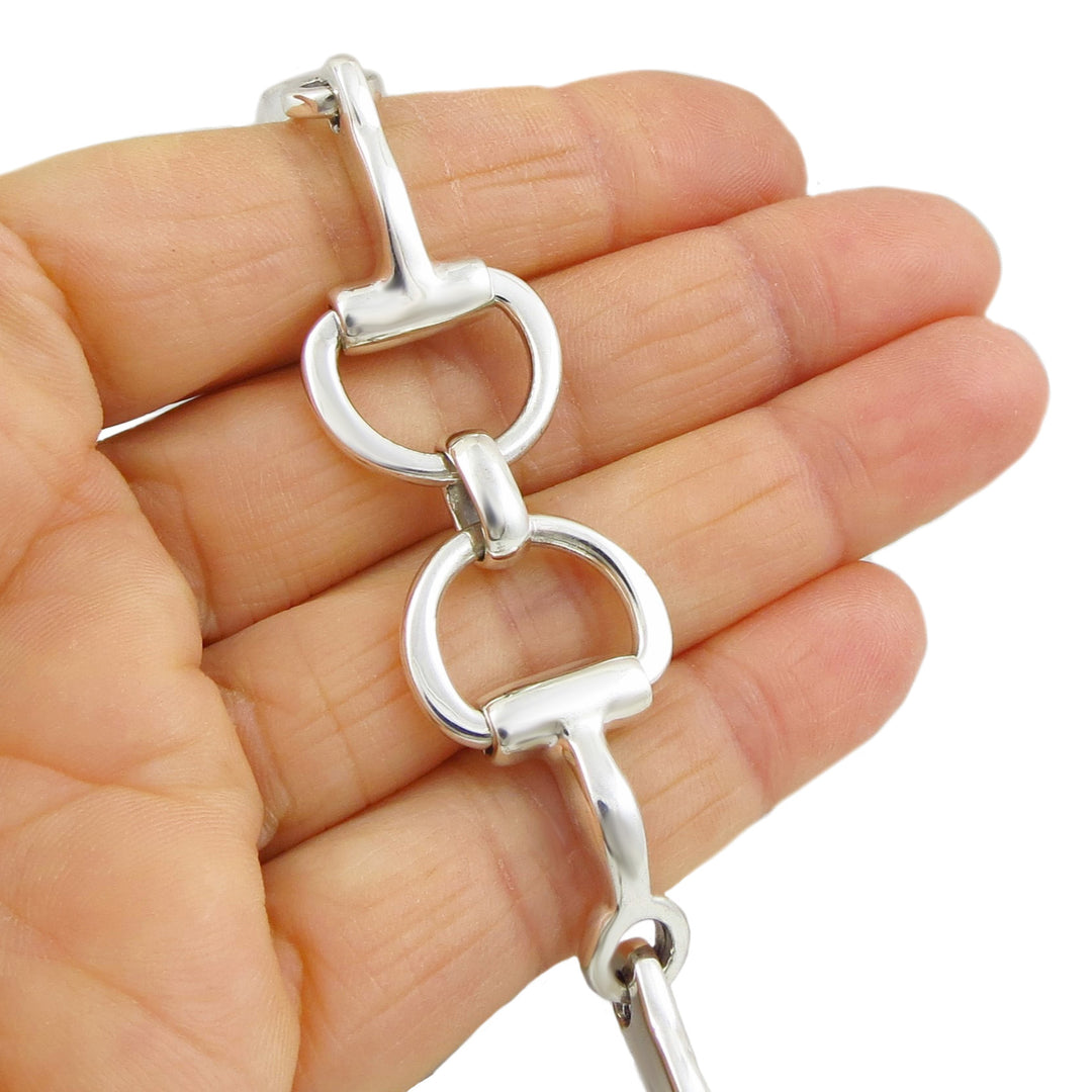 Chunky Sterling Silver Horsebit Snaffle Bracelet for Women