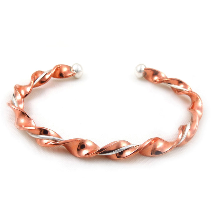 Solid Twisted Copper and Silver Bracelet