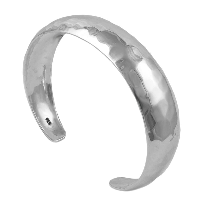 Hammered Sterling Silver Tapered Bracelet Cuff