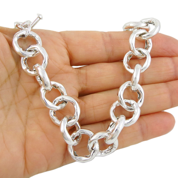 Chunky Crushed Sterling Silver Bracelet