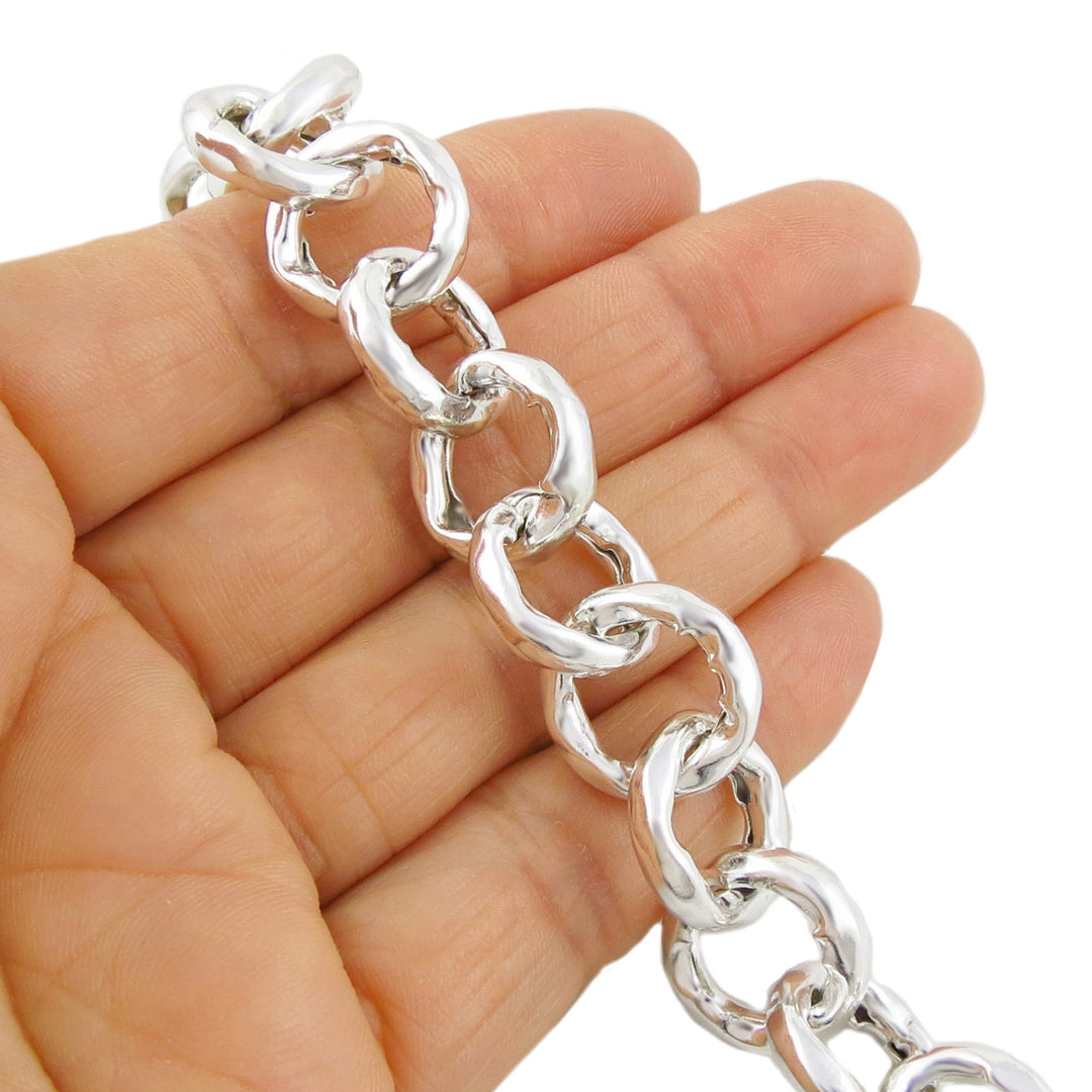 Chunky Crushed Sterling Silver Bracelet