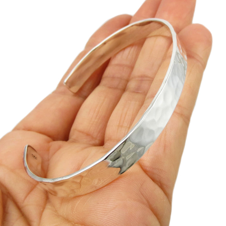 Solid 925 Sterling Silver Cuff Hammered Bracelet Cuff in a Gift Box