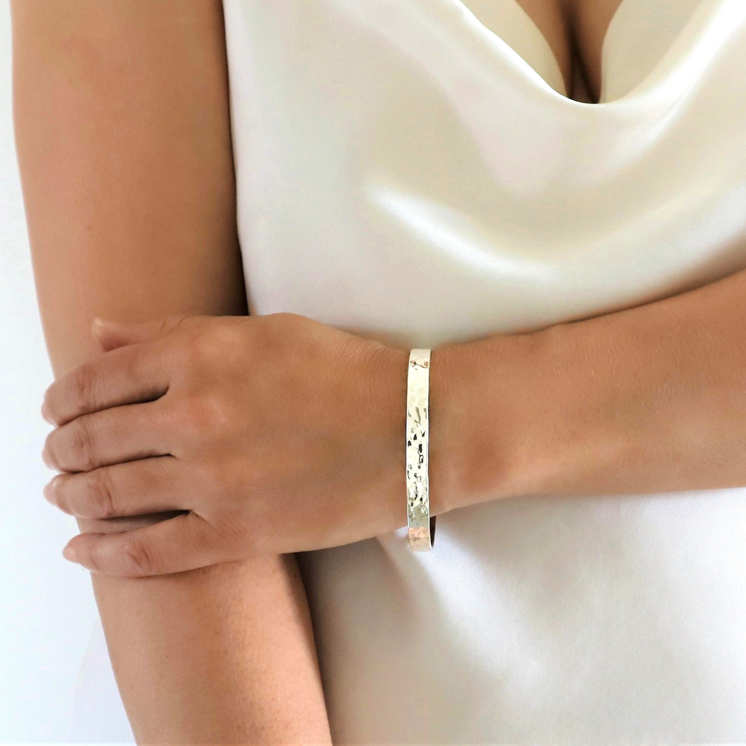 Sterling Silver Hammered Bracelet Cuff