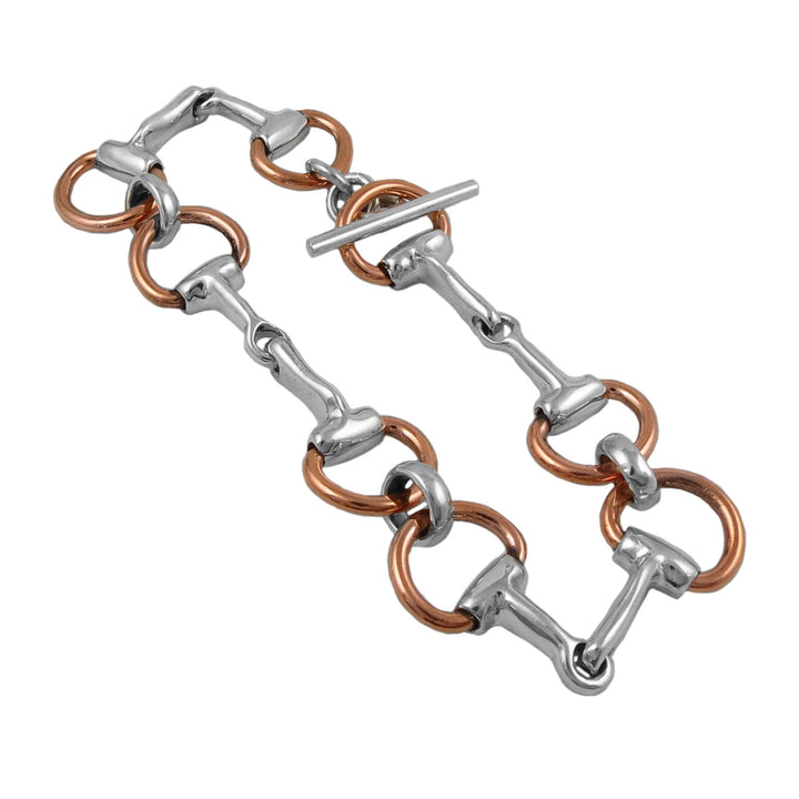 Sterling Silver and Copper Womens Equestrian Snafflebit Bracelet