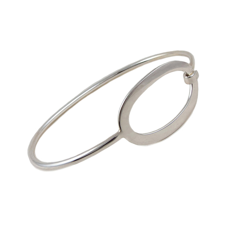 Solid 925 Sterling Silver Oval Front Hook Bracelet