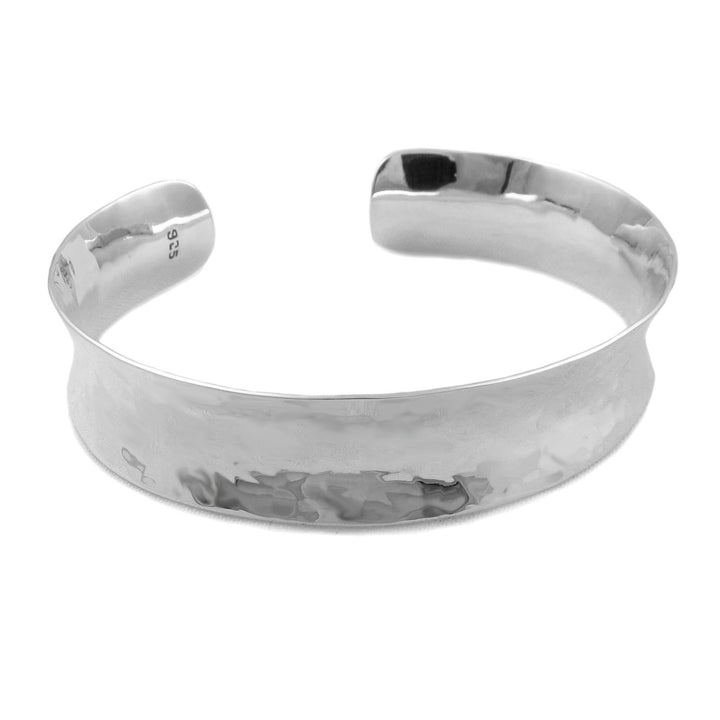 Solid 925 Sterling Silver Hand Hammered Bracelet Cuff