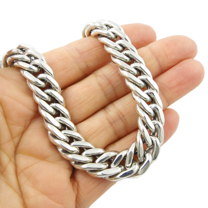 Heavy Sterling Silver Curb Chain Bracelet