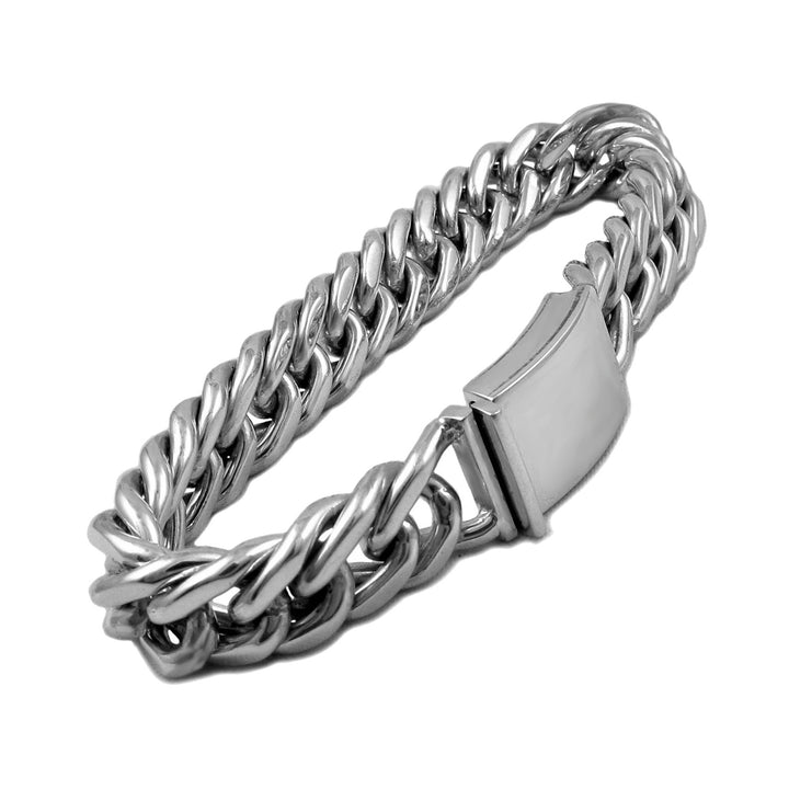 Heavy Sterling Silver Curb Chain Bracelet