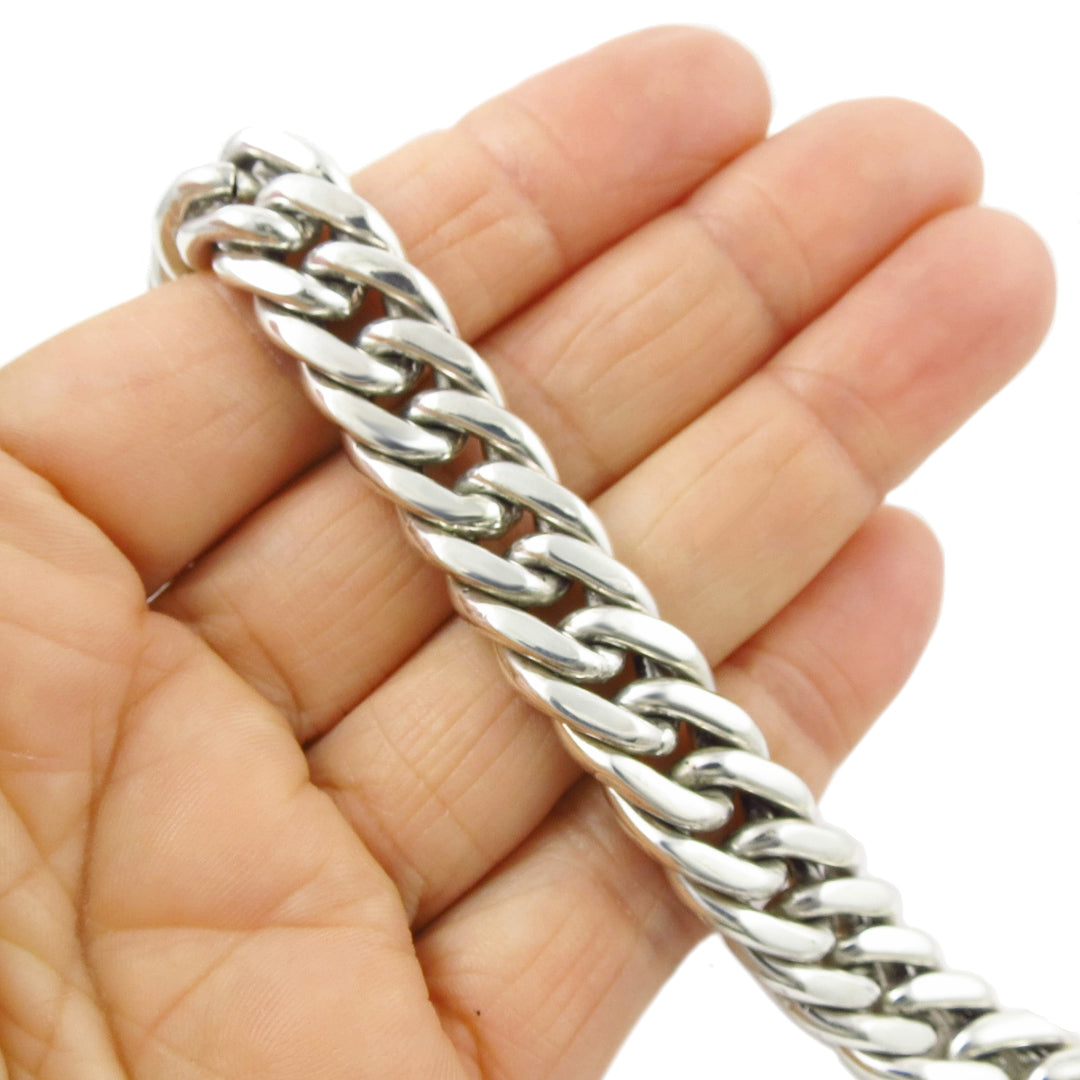 Heavy Sterling Silver Curb Chain Bracelet