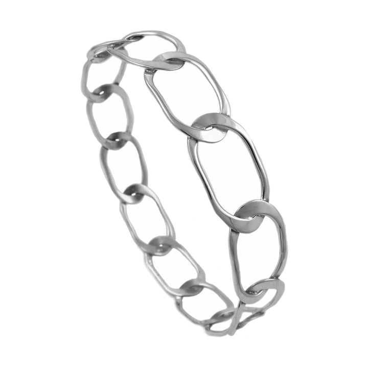 Large Curb Chain Sterling Silver Bangle