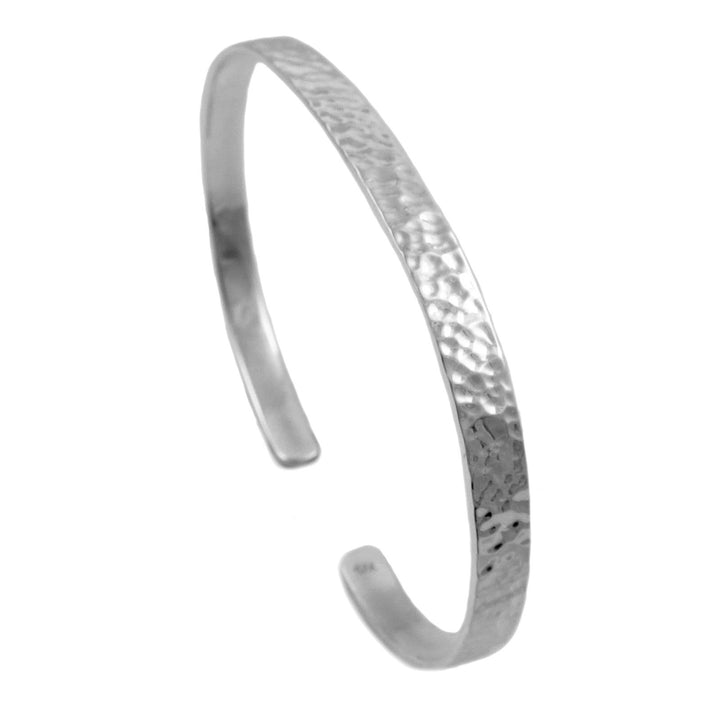 Large 925 Sterling Silver Cuff Hammered Bracelet