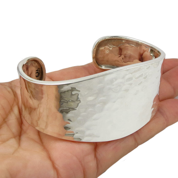 Sterling Silver Hand Hammered Bracelet Cuff for Women