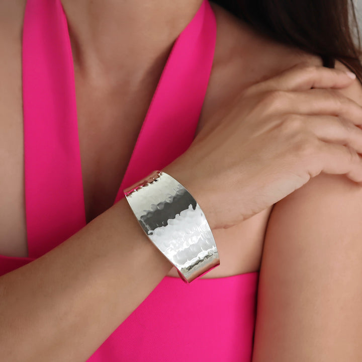Sterling Silver Hand Hammered Bracelet Cuff for Women