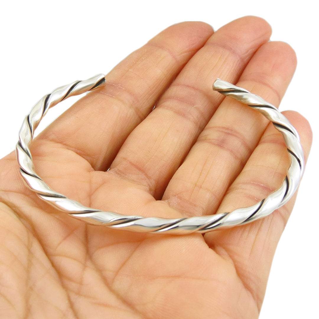 Sterling Silver Twisted Bracelet Torque