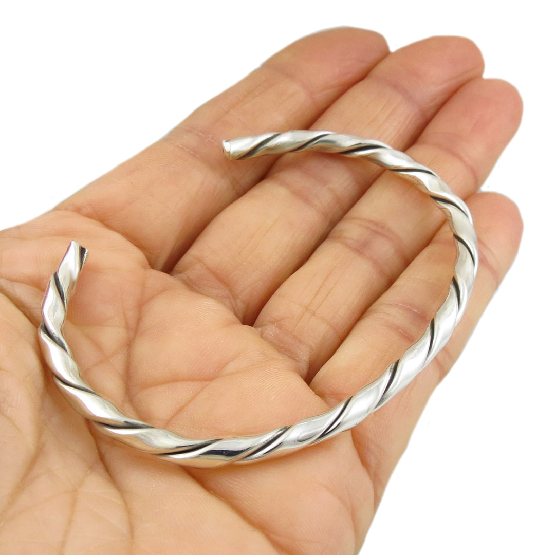 Sterling Silver Twisted Bracelet Torque