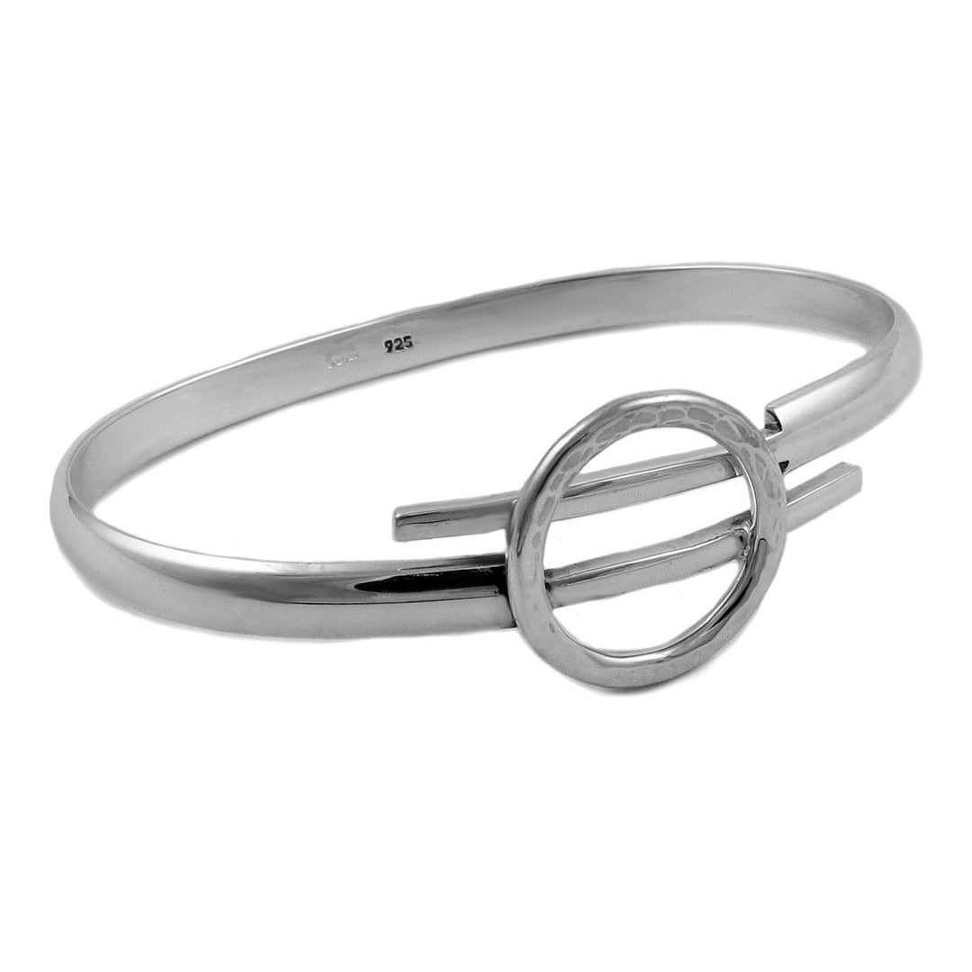 Stylish 925 Sterling Silver Open Band Circle Design Bracelet Cuff