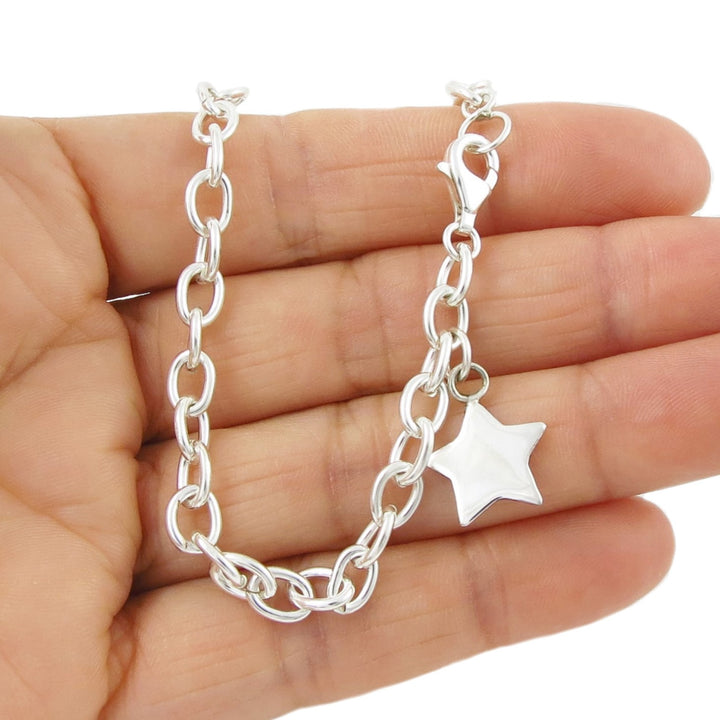 Hallmarked 925 Sterling Silver Celestial Star and Chain Bracelet