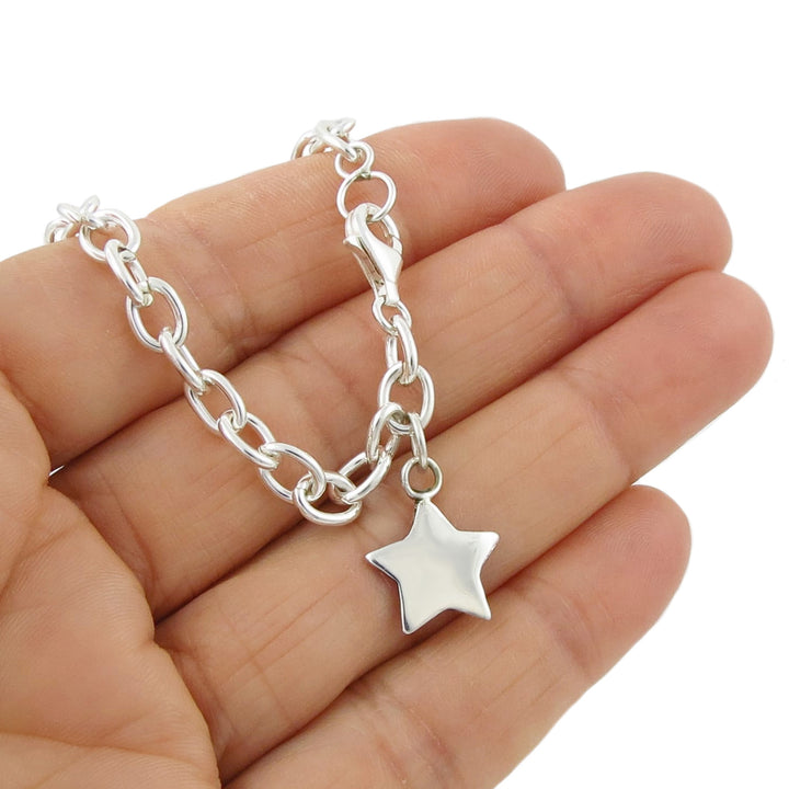 Hallmarked 925 Sterling Silver Celestial Star and Chain Bracelet