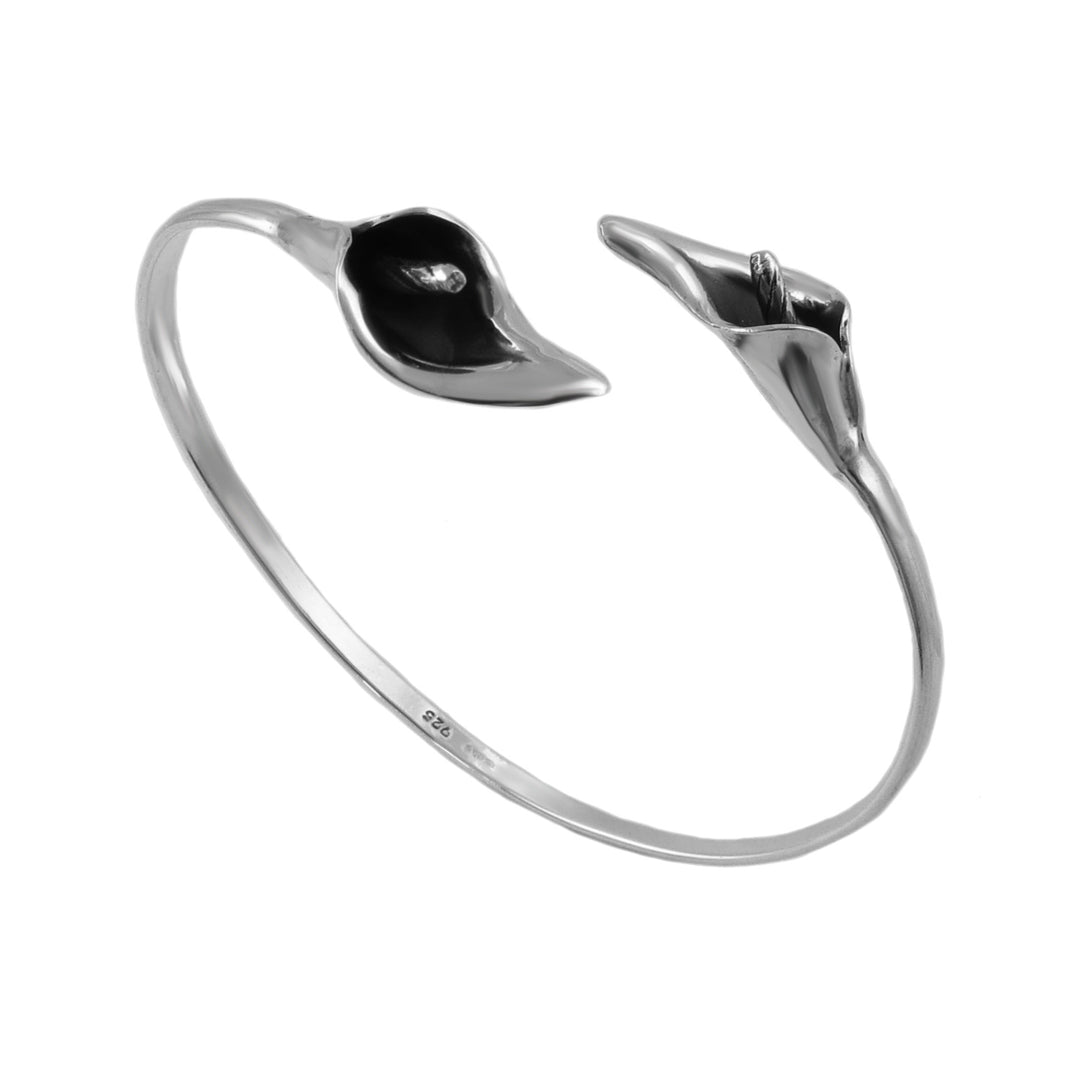 Sterling Silver Calla Lily Flower Bracelet Cuff