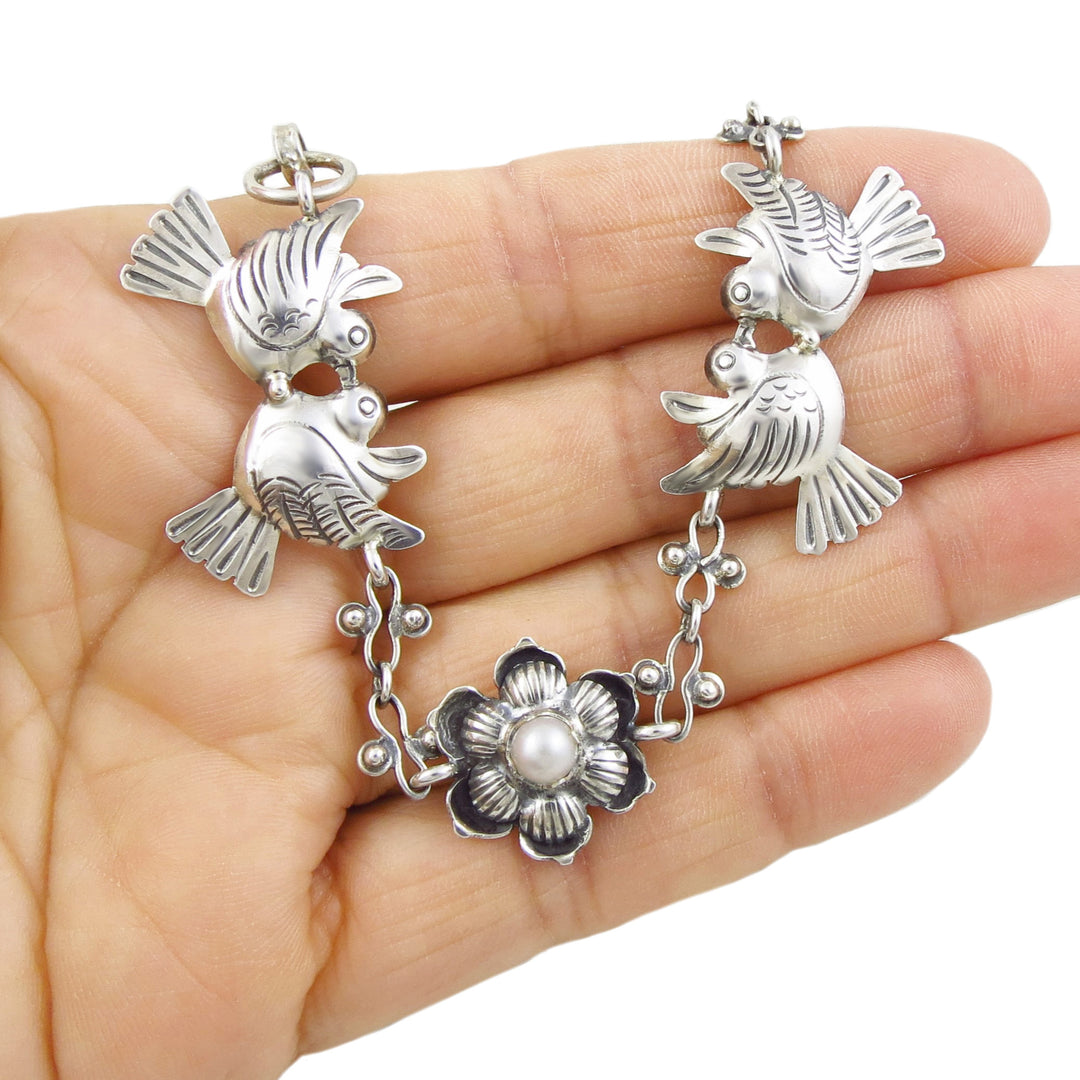 Sterling Silver Mexican Lovebird Bracelet