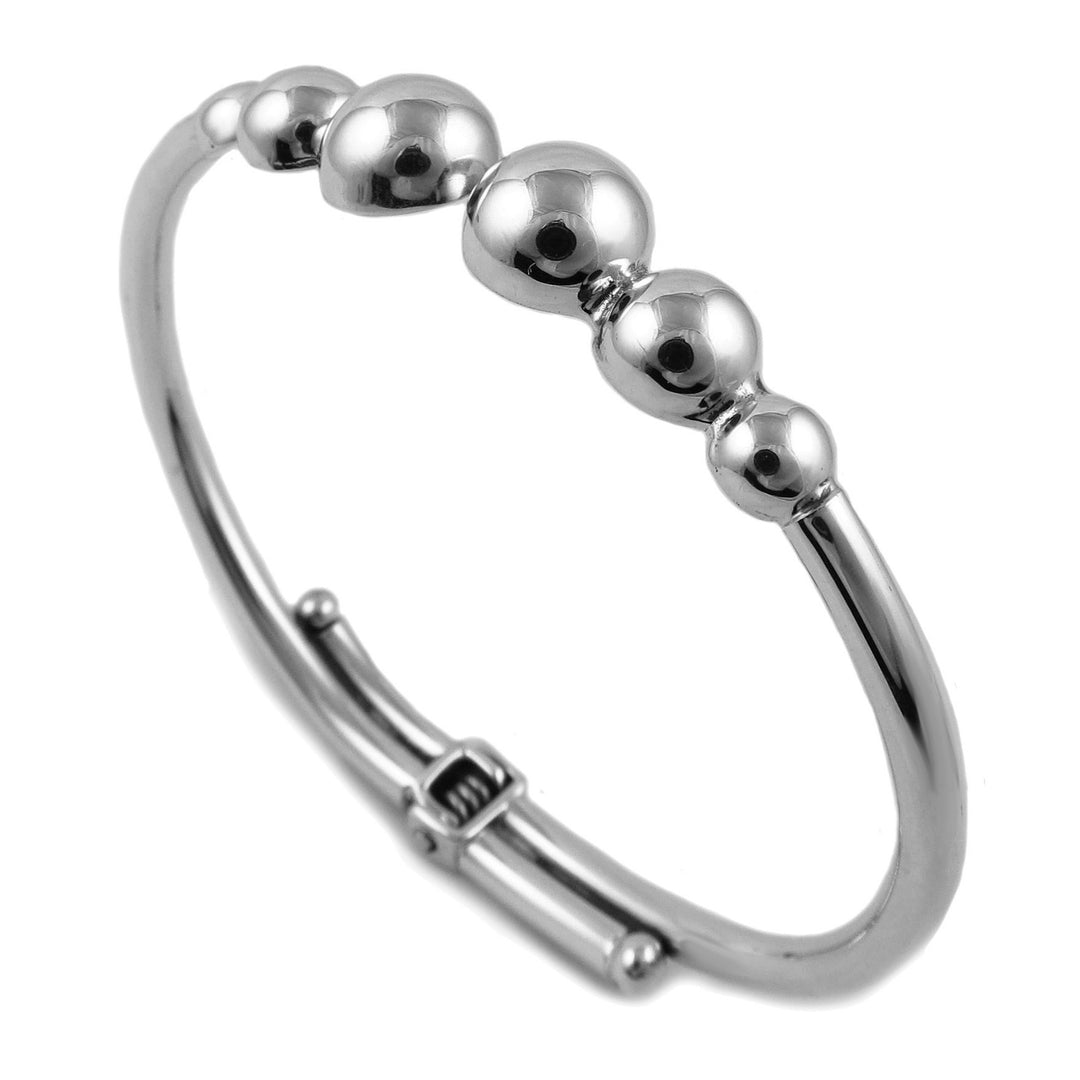 Ball Bead 925 Sterling Silver Hinged Bracelet
