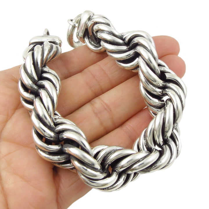 Chunky Hallmarked Sterling Silver Twisted Rope Bracelet