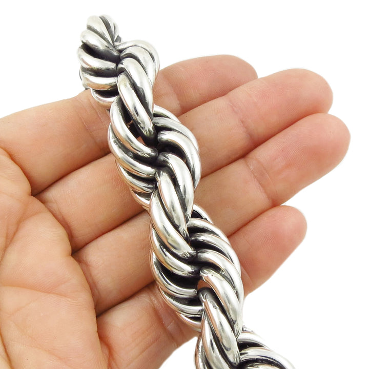 Chunky Hallmarked Sterling Silver Twisted Rope Bracelet