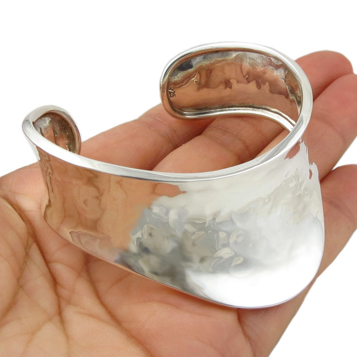 Hallmarked Sterling Silver Sculpted Bracelet Cuff