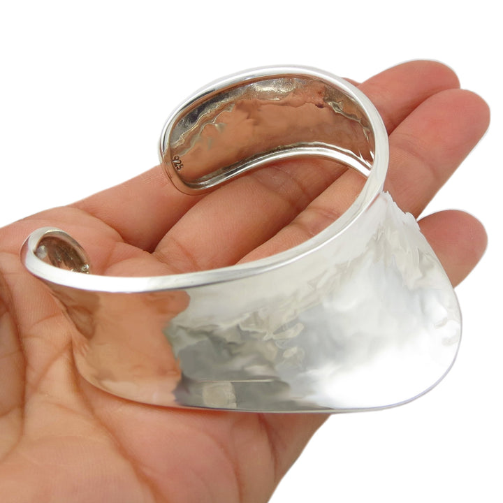 Hallmarked Sterling Silver Sculpted Bracelet Cuff