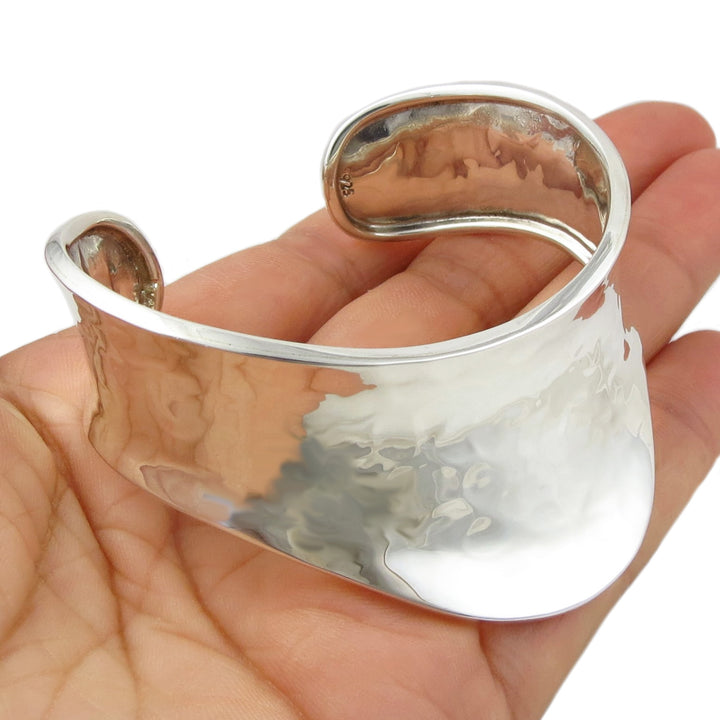 Hallmarked Sterling Silver Sculpted Bracelet Cuff