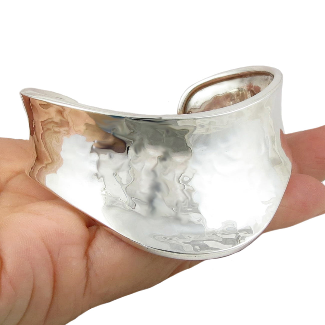 Hallmarked Sterling Silver Sculpted Bracelet Cuff