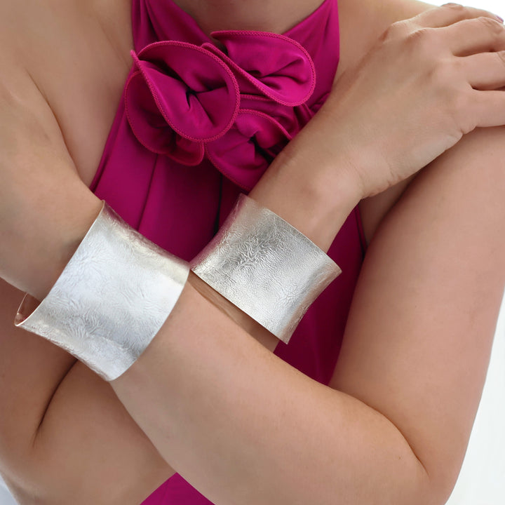 Crumpled Silver Cuff Bracelet By Maria Belen Nilson
