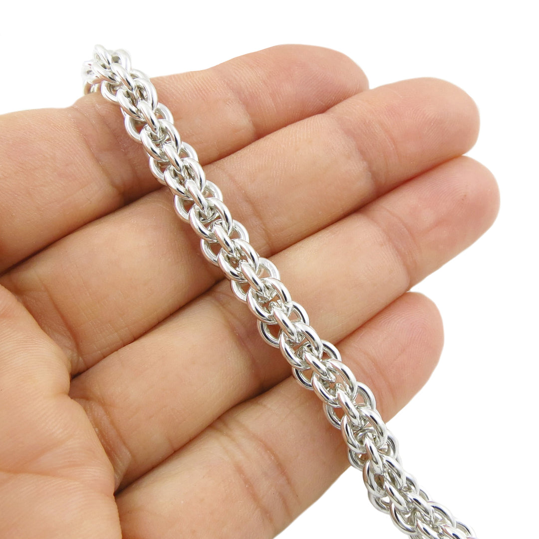 Chunky Silver Puffed Heart Chain Bracelet