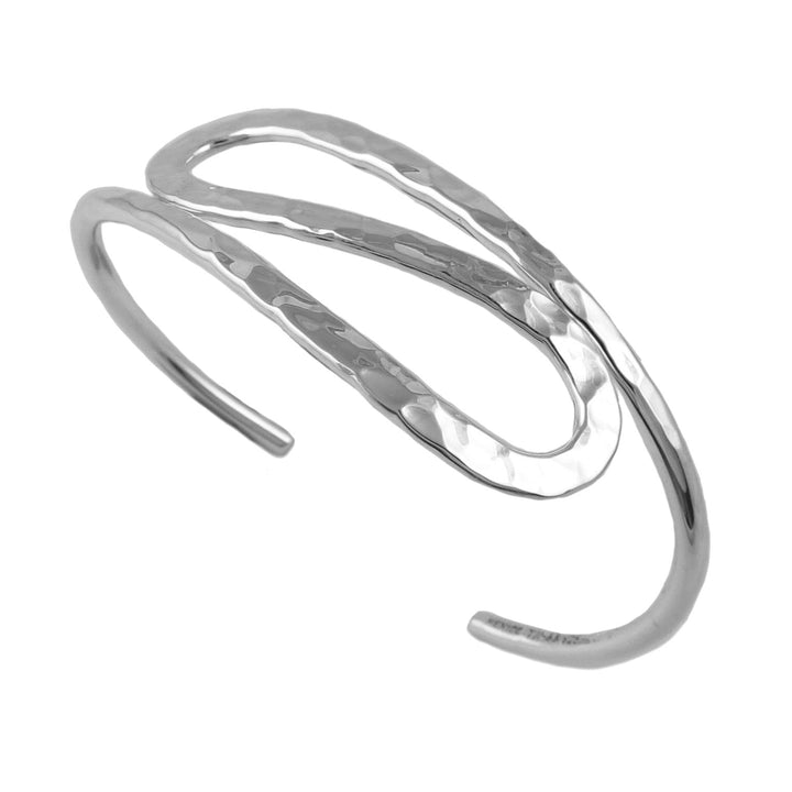 Solid 925 Hammered Silver Cuff Bracelet