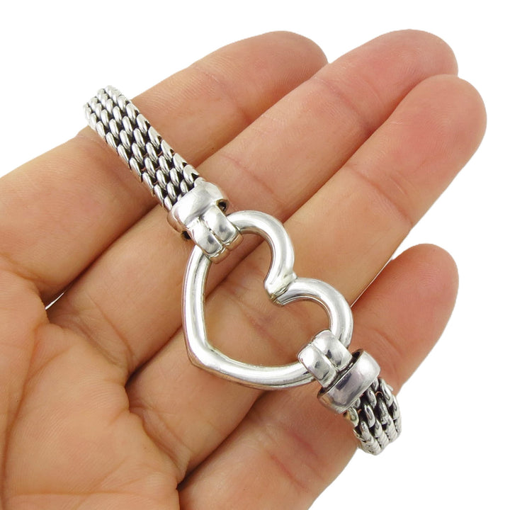 Ladies Love Heart Chain Bracelet in Sterling Silver