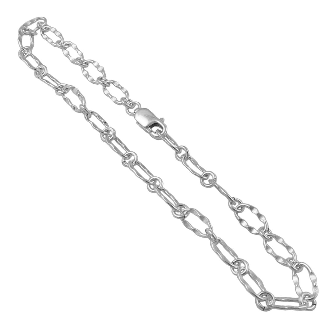 Ladies Hammered Sterling Silver Chain Link Bracelet