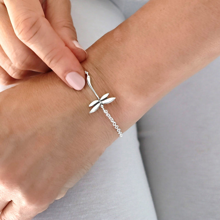Sterling Silver Dragonfly Chain Bracelet Adjustable