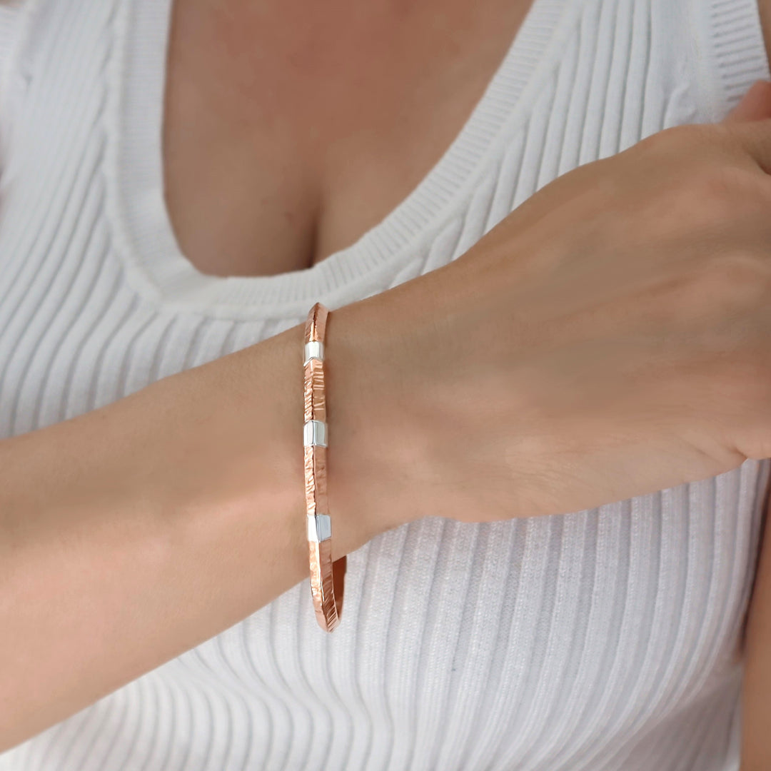 Copper and Silver Handmade Womens Bracelet Cuff