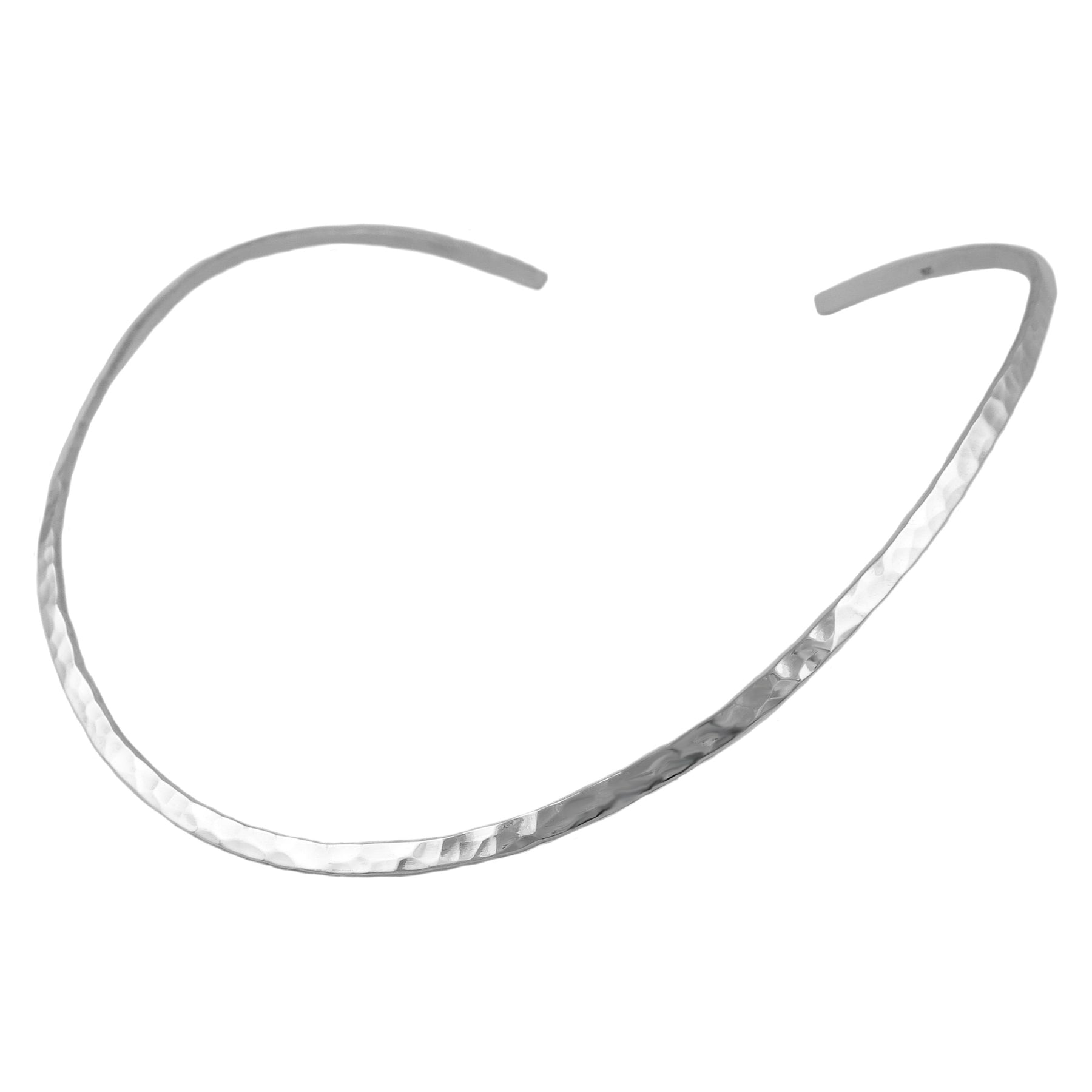 Silver Choker Necklace Torque Hammered Finish