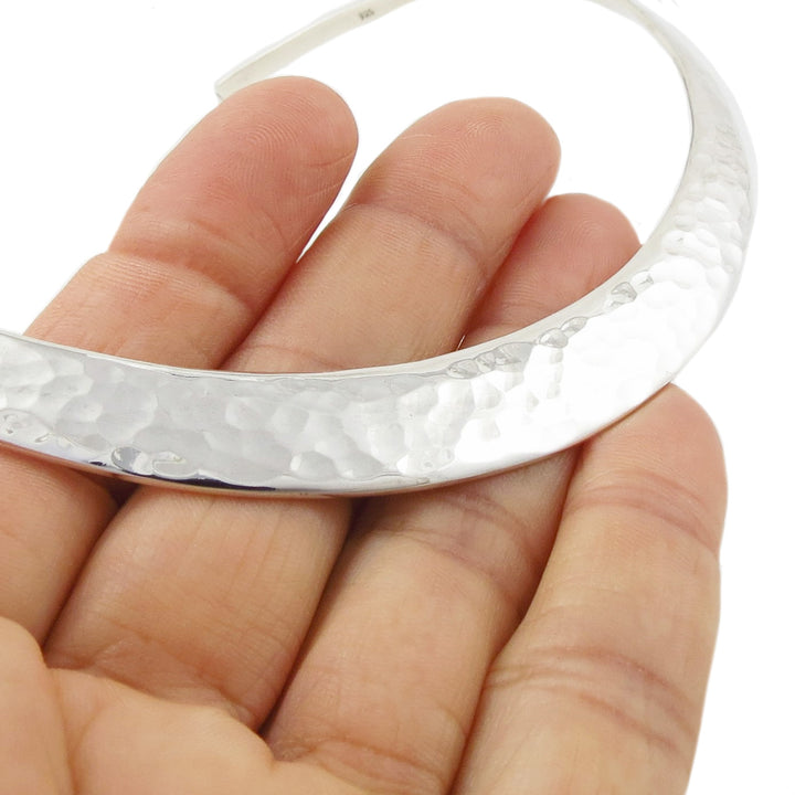 Hammered Torque Sterling Silver Choker Necklace